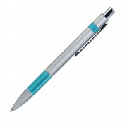 Шариковая ручка, Colibri, нажимной мех-м,корпус-алюминий,отд.-цветная гравир., серебро/мятный
