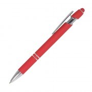 Шариковая ручка, Comet, нажимной мех-м,корпус-алюминий,покрытие-soft touch, под лазер.гравировк отд-гравир-ка,хром, силикон.стилус, красный
