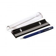 Шариковая ручка, Consul, нажимной мех-м,корпус-алюминий,покрытие-soft touch,отд.-хром, для лазер гравировки, синий, в упаковке