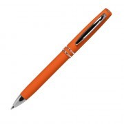 Шариковая ручка, Consul, нажимной мех-м,корпус-алюминий,покрытие-soft touch,отд.-хром, оранжевый