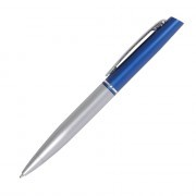 Шариковая ручка, Maestro, поворотный мех-м,корпус-алюминий, матовый, отд-хром, синий/серый