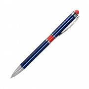 Шариковая ручка, Aurora, нажимной мех-м,корпус-алюминий,синий/отделка-гравировка,красное кольцо
