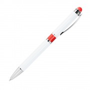 Шариковая ручка, Arctic, нажимной мех-м, корпус-алюминий,белый лак/отделка-гравировка,красное кольцо