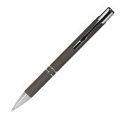 Шариковая ручка, Alpha, нажимной мех-м,корпус-алюминий,отд.-хром,покрытие-soft touch, какао, для лазерной гравировки