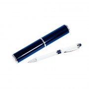 Шариковая ручка, Arctic, нажимной мех-м, корпус-алюминий,белый лак/отделка-гравировка,синее кольцо/в тубусе
