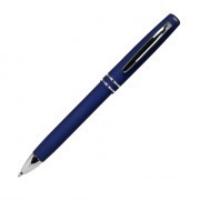 Шариковая ручка, Consul, нажимной мех-м,корпус-алюминий,покрытие-soft touch,отд.-хром, синий, для лазерной гравировки