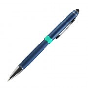 Шариковая ручка, Ocean, поворотный мех-м,алюминий, покрытие синий матовый, кольцо аква, для зеркальной лазерной гравировки